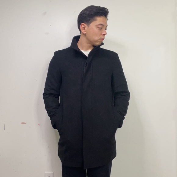 French Connection Smart Tailored Coat Black Medium sized Wool Coat - Picture 2 of 6